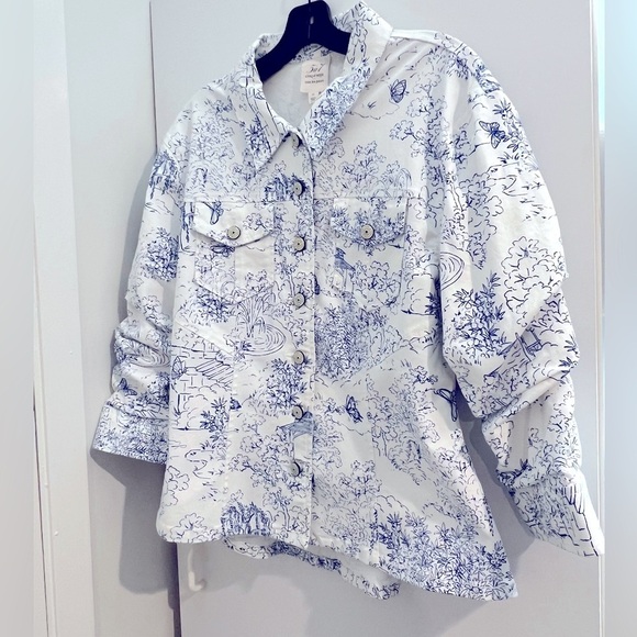 Cinq A Sept Garden Toile Scrunched Canyon Buttoned Jacket Size 10 NWOT - Picture 8 of 15